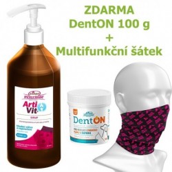 Vitar veterinae Artivit sirup s pumpičkou 1000 ml DÁREK DENTON 100 g a Multifunkční šátek Vitar