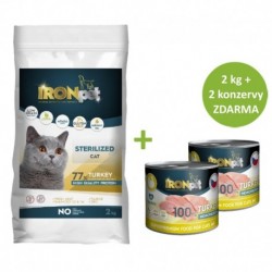 IRONpet Cat Sterilized Turkey (Krůta) 2 kg + Konzerva 2 ks ZDARMA